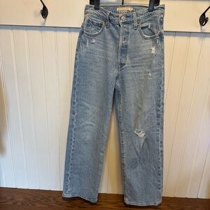 Levi's 501 light blue ribcage straight ankle jeans, size 26